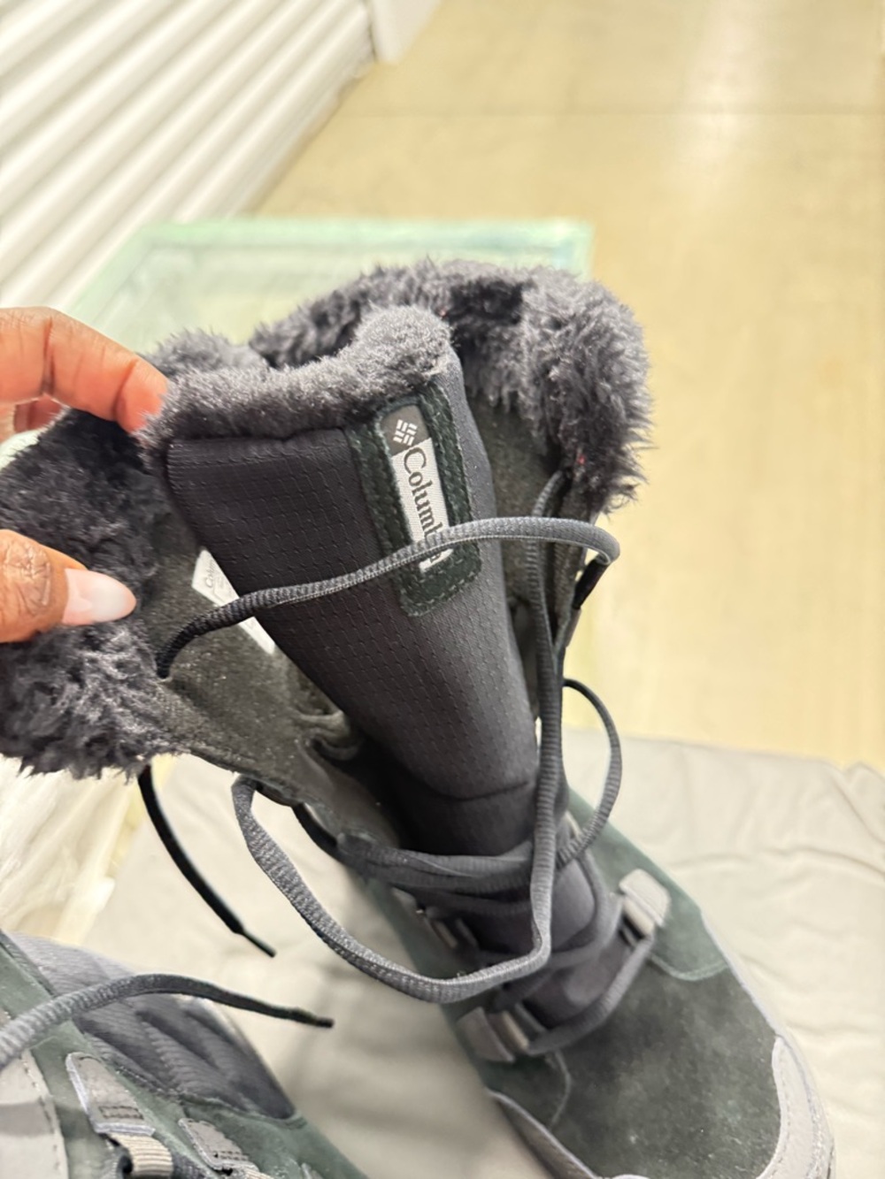 Columbia Dark Gray Faux-Fur Lace-Up Winter Boots